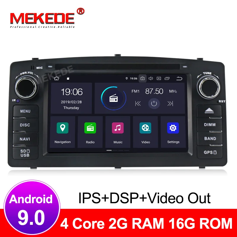 IPS DSP Android 9 0 4 + 64G Автомобильный мультимедийный dvd плеер для Toyota Corolla E120 BYD F3 с gps