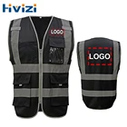 SFvest защитный светоотражающий жилет, строительный жилет, рабочая одежда, жилет с несколькими карманами, черный жилет XXXL