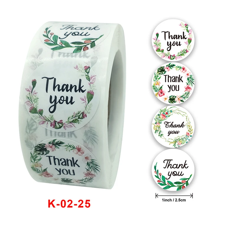 

Floral Thank You Stickers Roll 500-Count Stickers Round for Wedding Birthday Party Favors Holiday Celebration Decoration GDeals