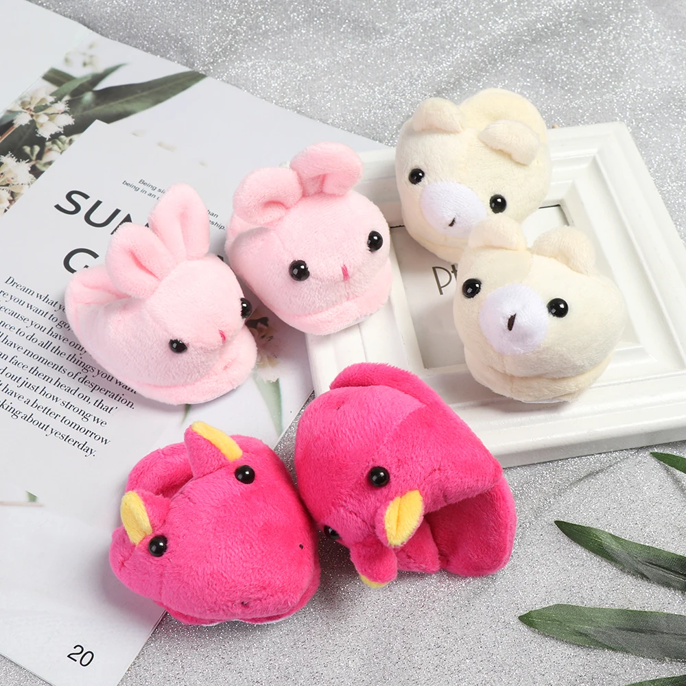 1 пара 7 см куклы мини плюшевые тапочки Мультяшные животные кролик Бегемот
