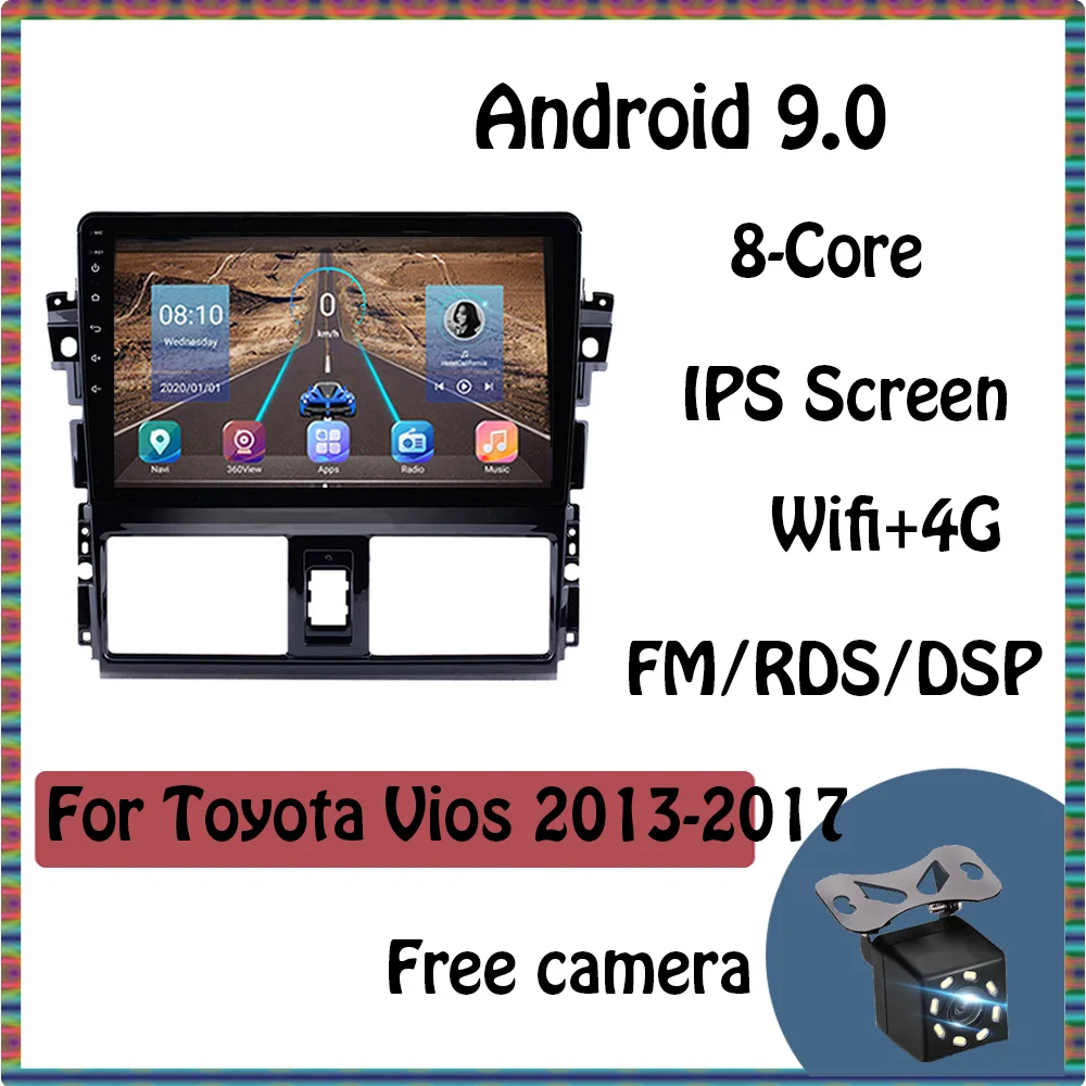 

2Din Android 9.0 Car Radio Multimedia Stereo GPS Navigation Player DSP For Toyota Vios XP150 2013-2017 Carplay Split Screen OBD
