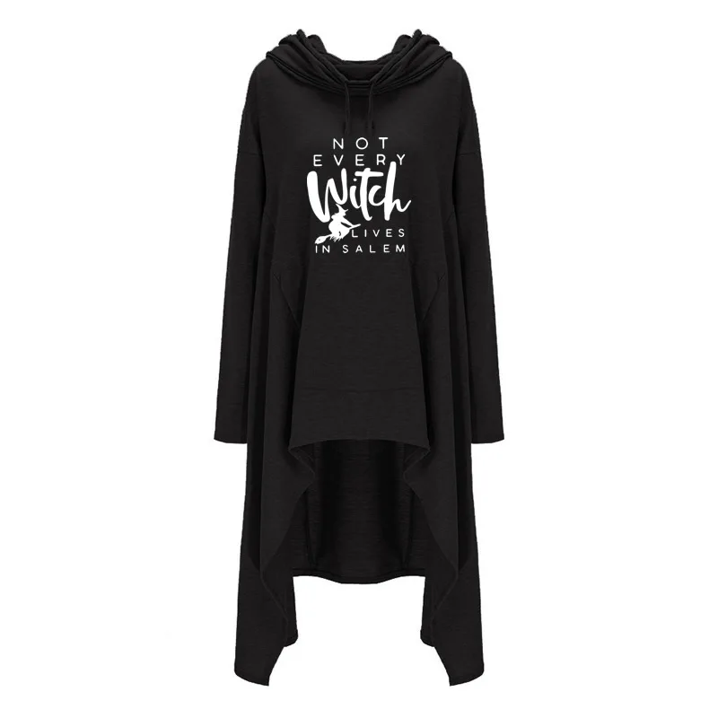 

Long Hoodies For Women Witch Letters Print Long Irregular Long Sleeve Sweatshirts Femmes Hoodies Women Youth Casual Pullover