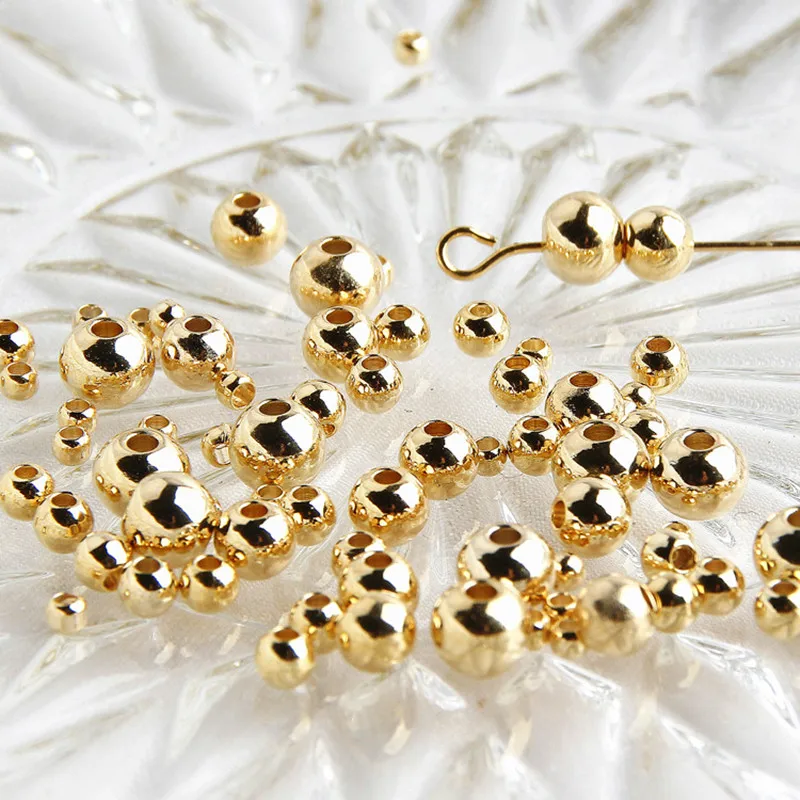 Медное покрытие 18K подлинные золотые бусины фитинги из бисера Серии шариковые