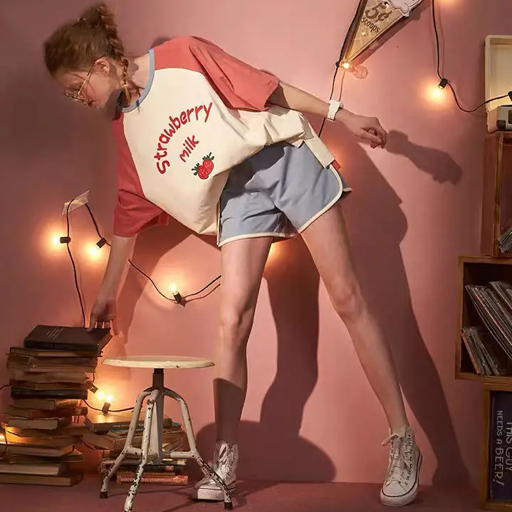 Thin Section Pajamas Female Summer Cotton Two-piece Suit Korean Version of The Student Can Wear Outside The Home Clothes