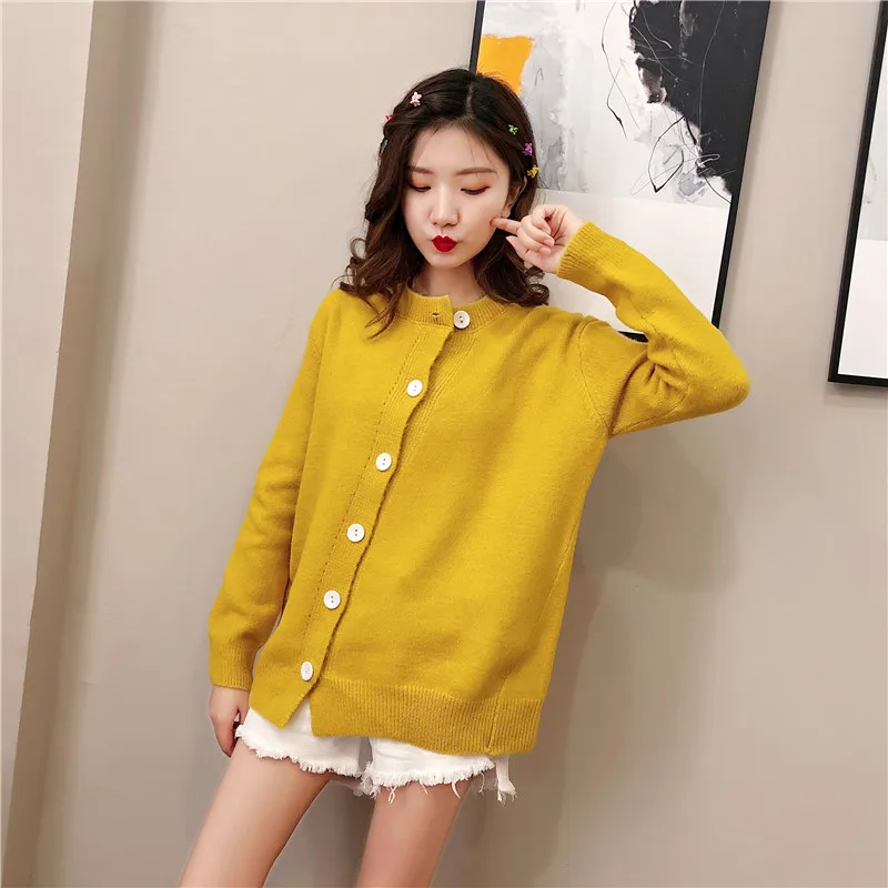 Винтажные Модные женские кардиганы однотонная вязаная теплая зимняя одежда с