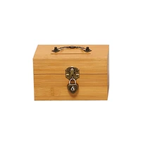 gifts saving carving safe home decoration storage case money box for kids bamboo piggy bank with lock handle retro style
