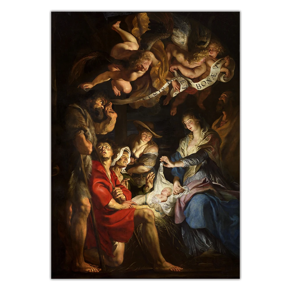 Цитон Питер Пауль Рубенс "Рождение Христа" Холст Изобразительное искусство Живопись Плакат Картина Декор стены Домашнее интерьерное оформление.
