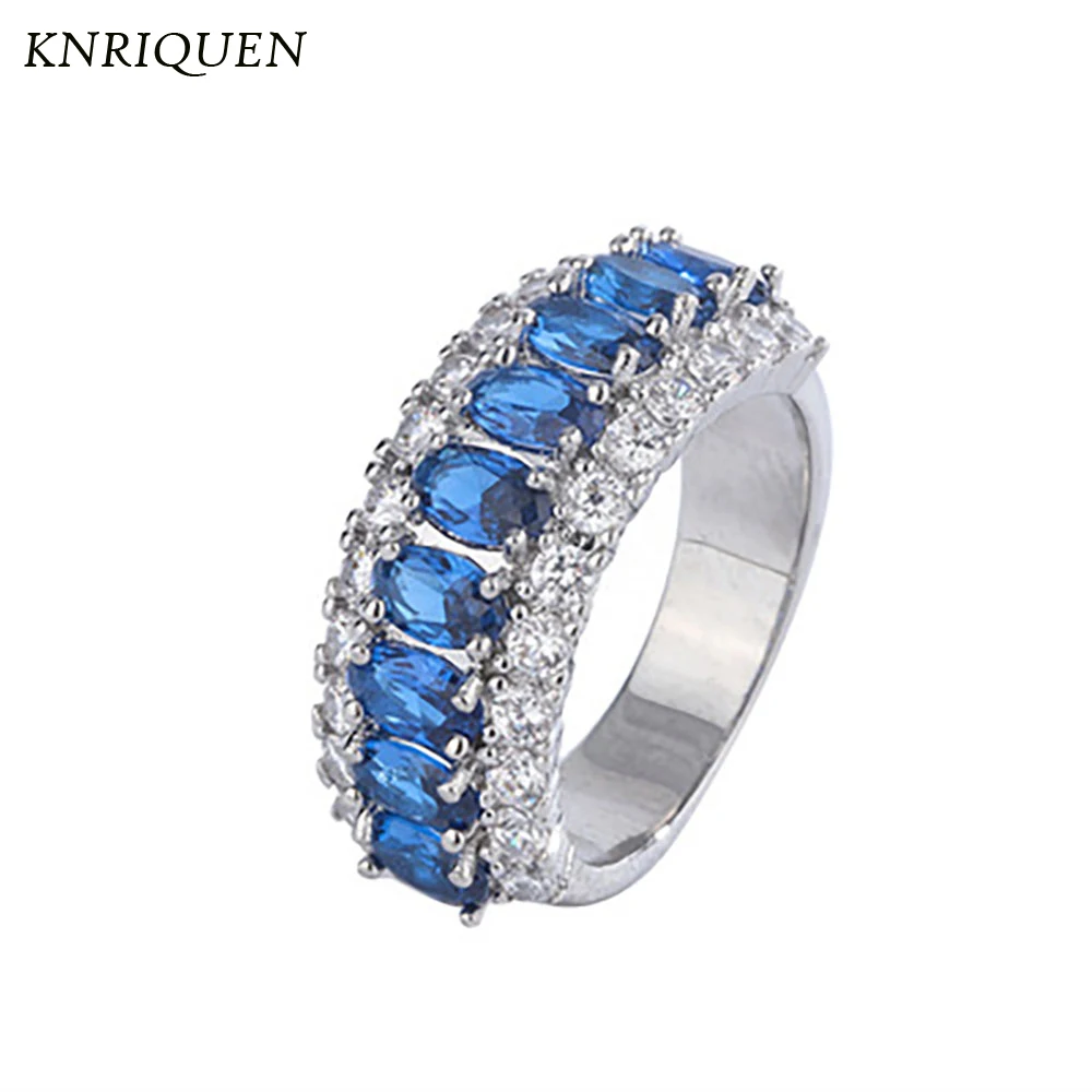 

Vintage 925 Sterling Silver Blue Corundum Gemstone Big Ring for Women Cocktail Party Finger Bands Jewelry Anniversary Gifts