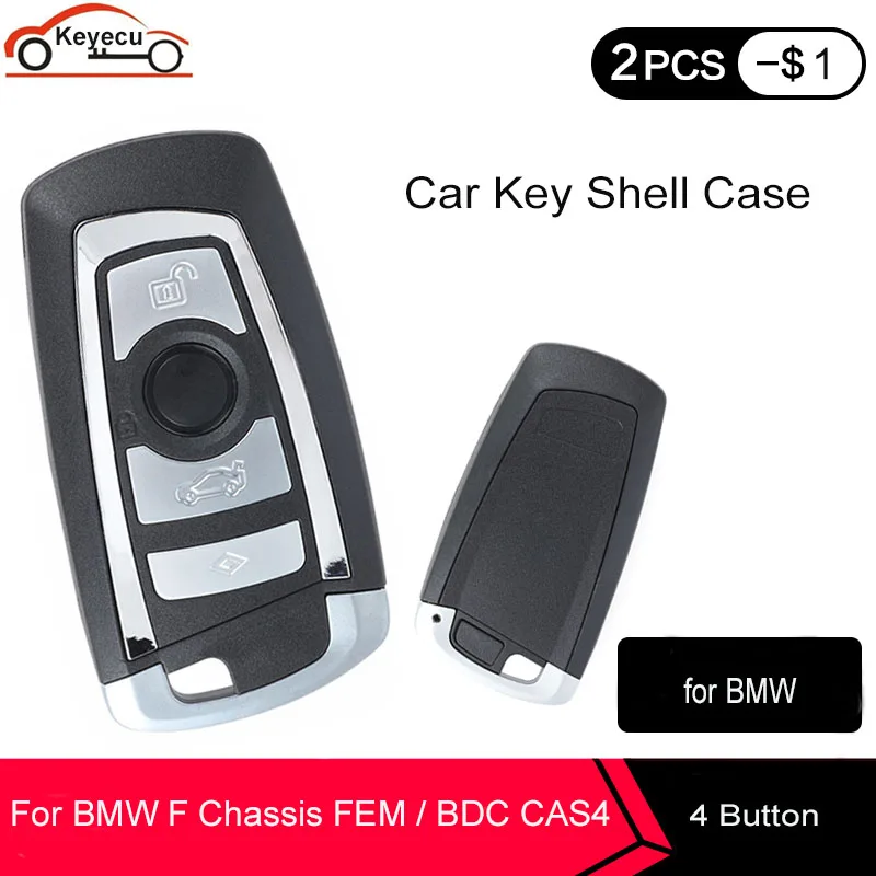 10 шт. сменный смарт чехол Keyecu для ключа 4 кнопки BMW CAS4 F10 F20 F30 F40 1 3 5 7 Series FEM/BDC +|Ключ от