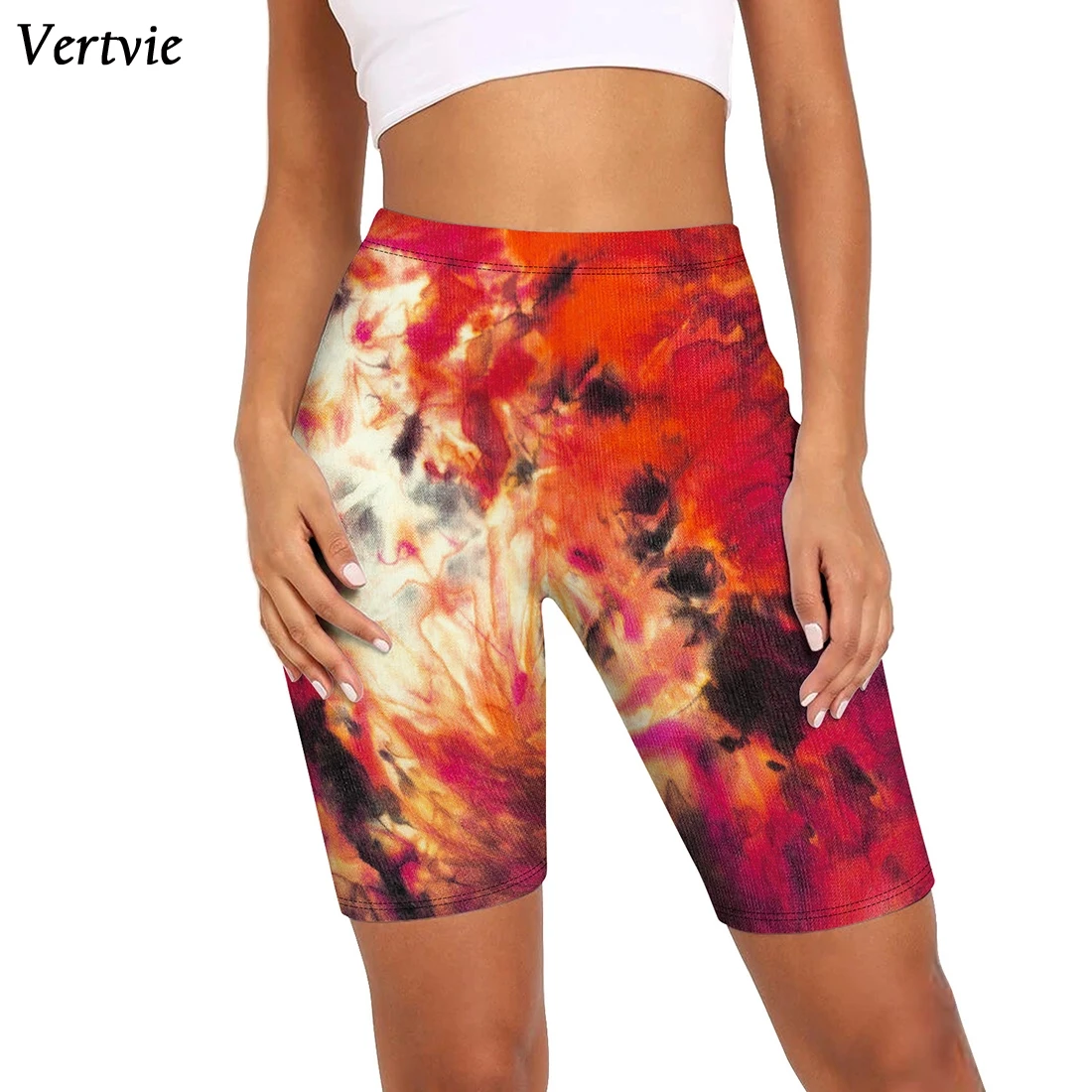 Женские спортивные велосипедные шорты VERTVIE летние эластичные с высокой талией