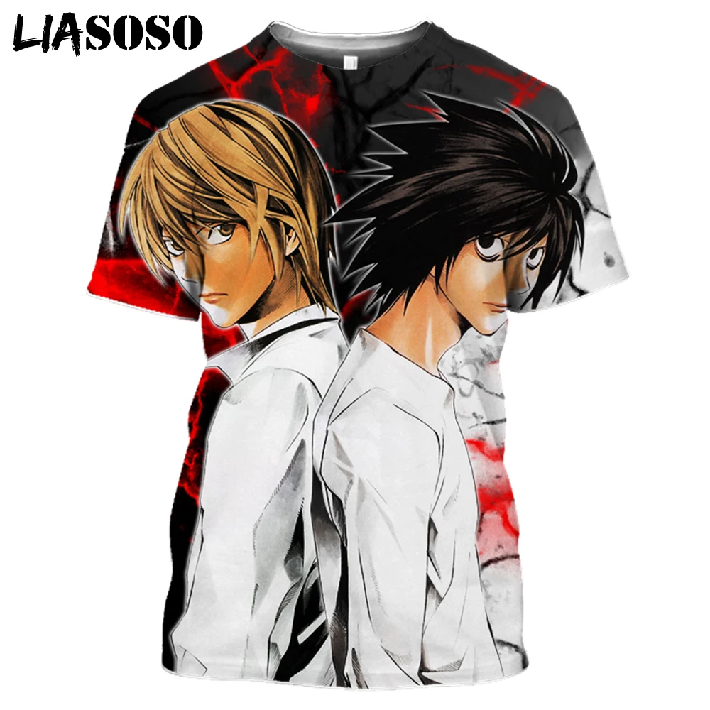 

LIASOSO 3D Print Japanese Anime Clothes Death Note T Shirt Men Women Casual Fashion Streetwear Harajuku Tee Shirt Female Hip Hop