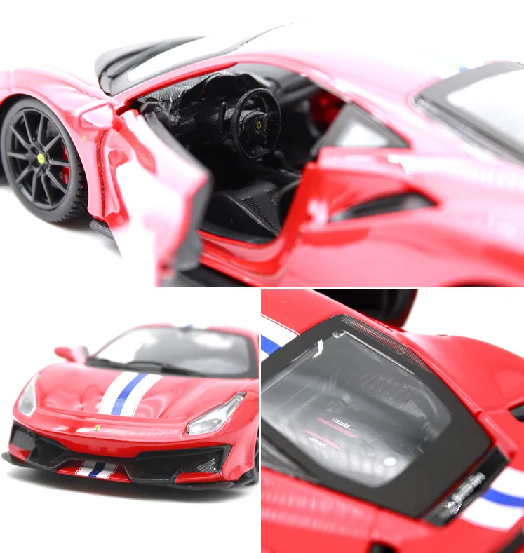 Burago 1:24 модель модели автомобиля из искусственного сплава для Ferrari 488 pista литой под давлением спортивный автомобиль модельные игрушки, коллекционные для мужчин детей Gfit