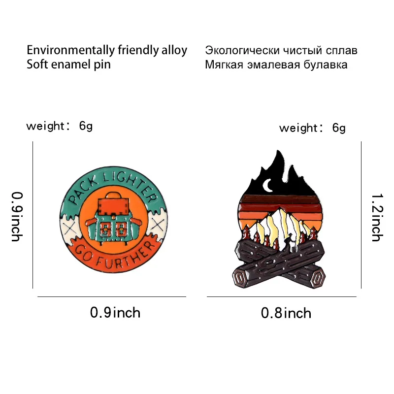 Джинсовая рубашка с эмалью Adventurer Fire Pin Go More with брошь для рюкзака джинсовая сумка