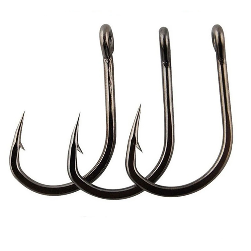 100pcs Fishing Hooks Set Carbon Steel Single Circle Fishhook Fly Jip Barbed Carp Sea Tackle Accessories | Спорт и развлечения