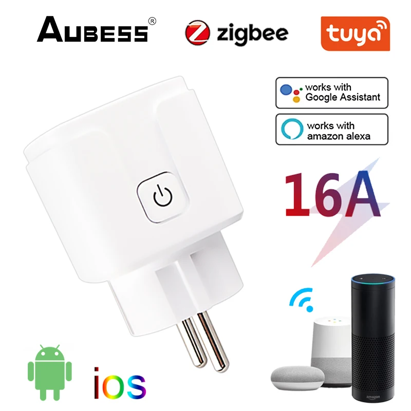 

Умная розетка с таймером Tuya ZigBee, ЕС, 16 А, 110-250 В
