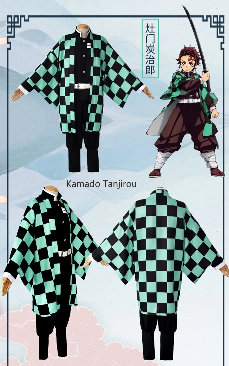 Аниме Kimetsu no Yaiba Demon Slayer Косплей Костюм Kamado Tanjirou Nezuko Agatsuma Zenitsu Tomioka Giyuu Muzan
