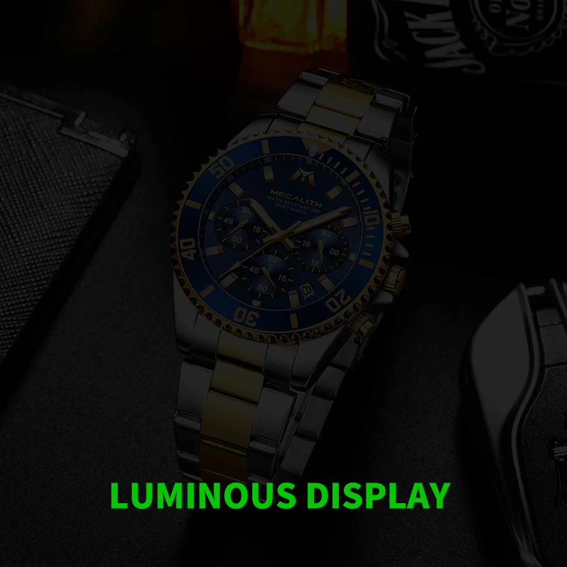 MEGALITH Reloj Hombre модные повседневные часы мужские водонепроницаемые аналоговые кварцевые часы с 24 часами даты спортивные мужские часы с хронографом