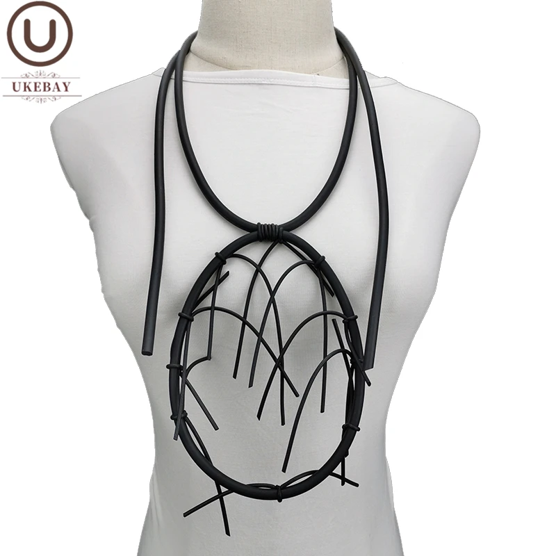 

UKEBAY New Big Circle Rubber Pendant Necklaces Women Luxury Jewelry Tassel Choker Necklace Clothes Accessories Travel Jewelry