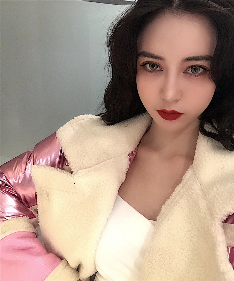 WHITNEY WANG осенне-зимняя модная уличная шерстяная куртка из искусственной кожи с подкладкой женская кожаная куртка в байкерском стиле Толстая парка пальто