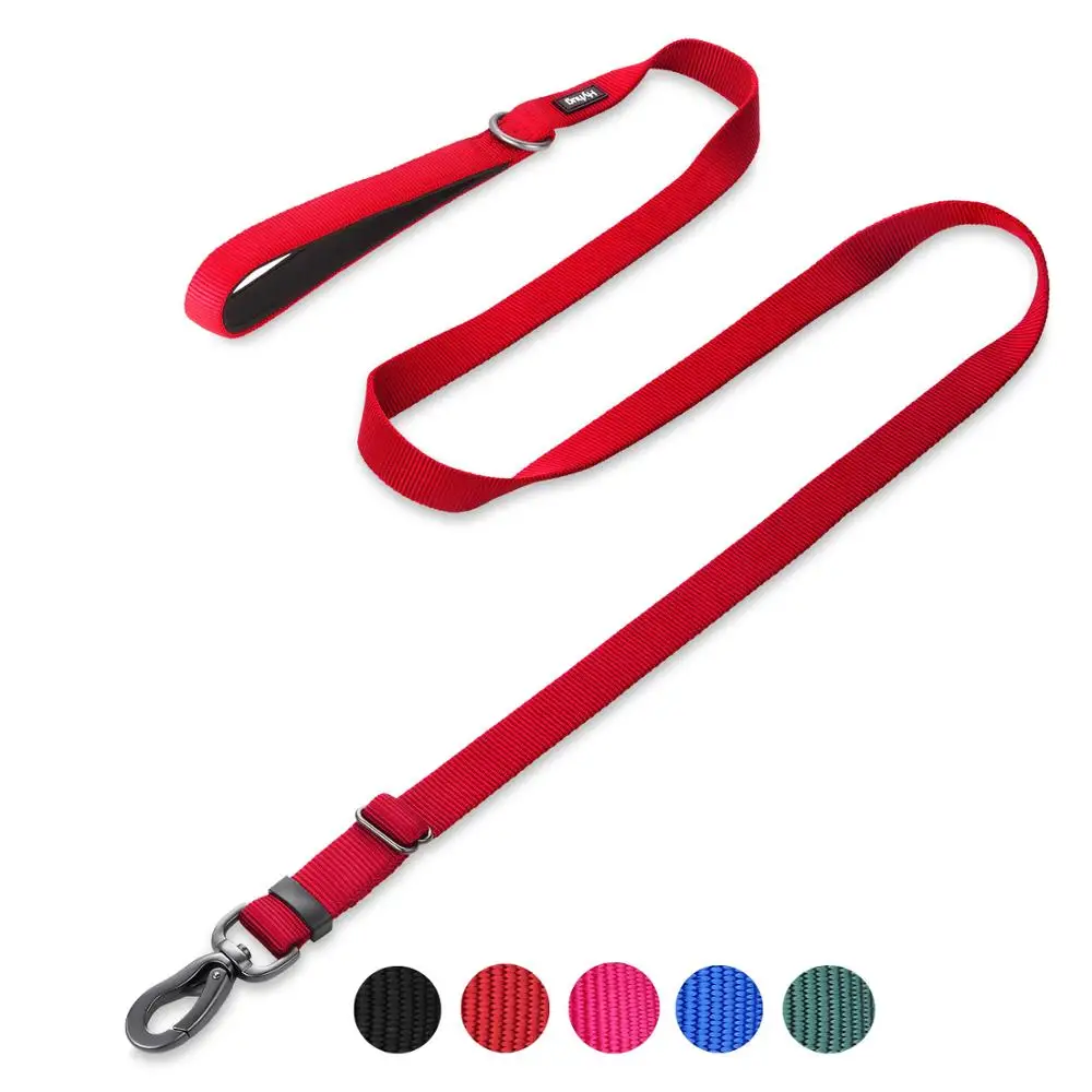 Red Hyhug Pets Регулируемая длина свинца с прочным нейлоном и супер мягкой неопреновой подкладкой ручкой(большой, военный зеленый - Цвет: Red