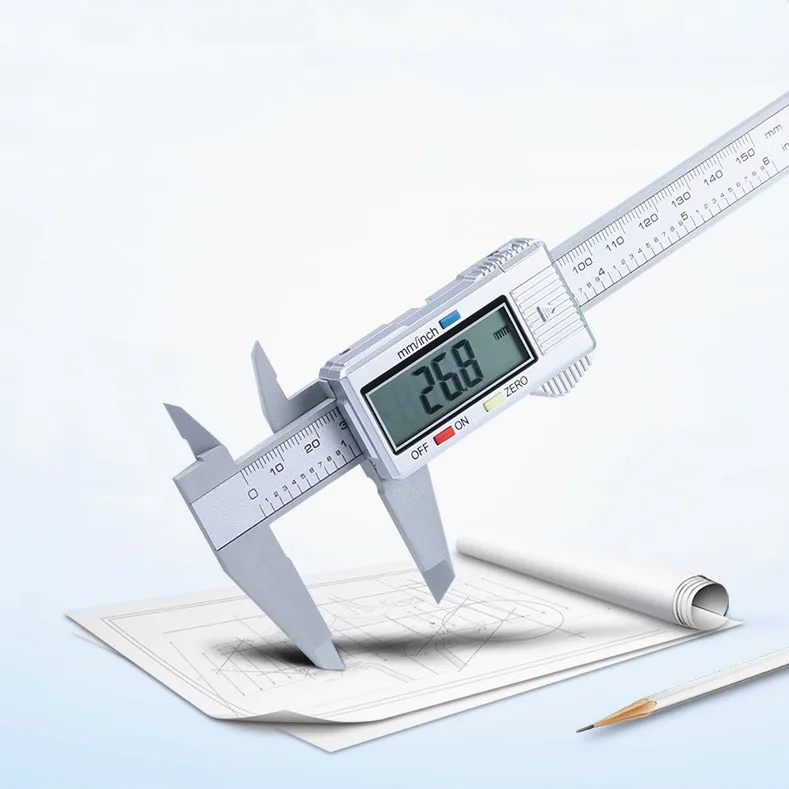 Цифровой Vernier Calipers150mm 6 дюймов ЖК электронный углеродный оптоволоконный датчик измерения высоты микрометр
