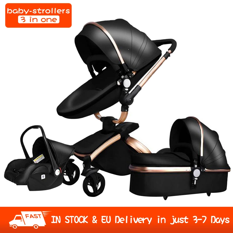 Детская коляска 3 в 1 бесплатная доставка фирменная из экокожи детская