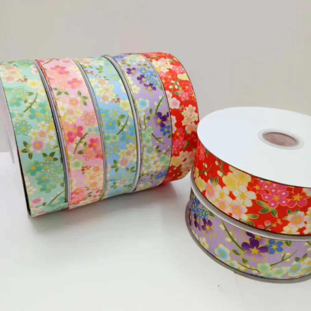 Лента Grosgrain с цветочным принтом 1-1/2 дюйма односторонняя рисунком японской вишни и