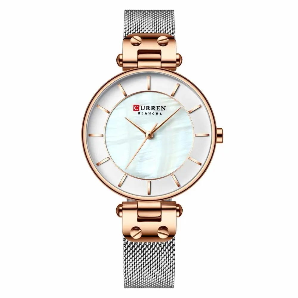 Женские наручные часы Curren 9056 модные повседневные с сеткой из стали reloj mujer