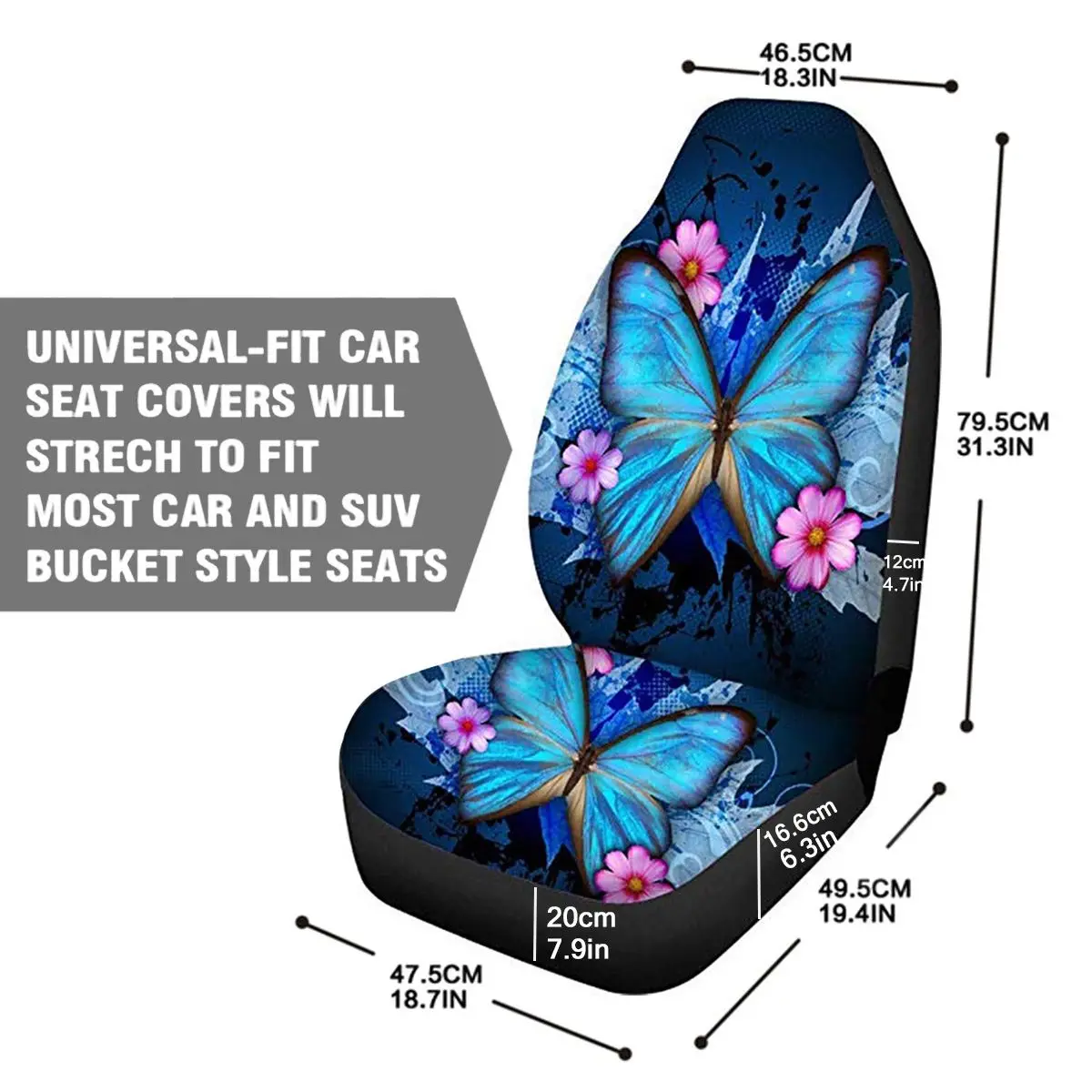 

1/2pcs Butterfly Print Front Automobile Car Seat Cover Protector Soft Universal for Most Auto Cars SUV Truck