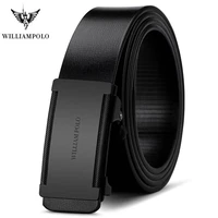 men slim thin belt automatic buckle metal fashion real leather male cowskin belt business casual gift for husband