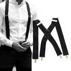 30 #50 мм Широкие Мужские X-Back X-образные тяжелые подтяжки для брюк с зажимами