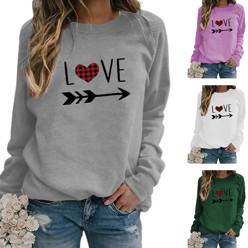 

Лидер продаж, свитер с круглым вырезом Love для осени и зимы, повседневная Милая одежда, толстовки, женские топы