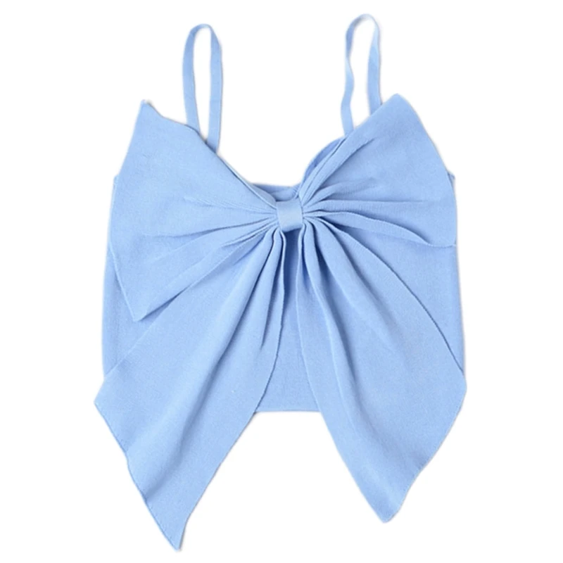 

Women Spaghetti Strap Knit Camisole Big Bow Front Solid Slim Crop Top Vest Shirt X7XE
