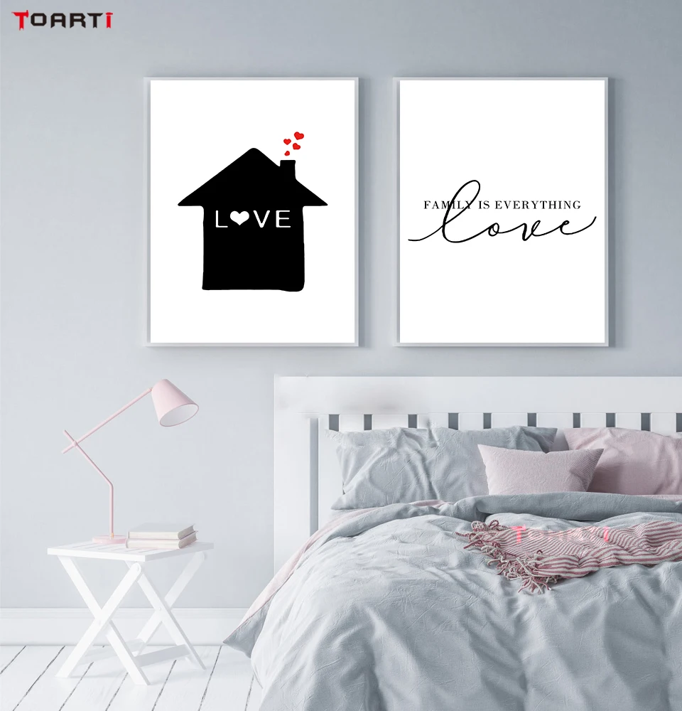 Печатные плакаты с семейными цитатами современная картина буквами любви на