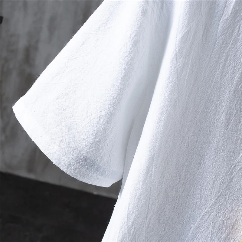 Summer new men two-piece set black retro t shirt and Ankle-Length pants cotton linen fabric mens sets Large size 5xl | Мужская одежда