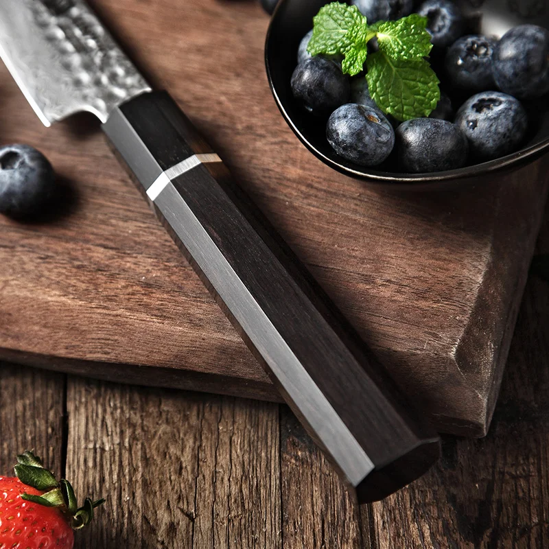 XINZUO 5&quot Utility Kitchen Knife High Carbon Damascus Stainless Steel Fruit Paring Slicing Ebony Wood+Buffalo Horn Handle | Дом и сад