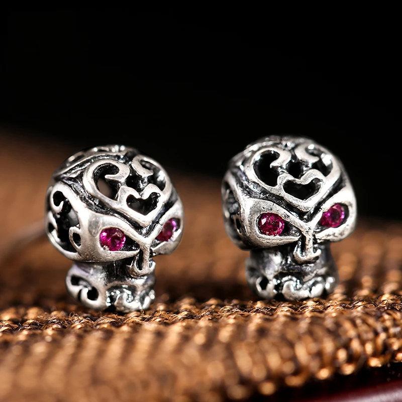 925 стерлингов Серебряные ювелирные изделия Punk Череп Шпильки для хип-хоп Обувь