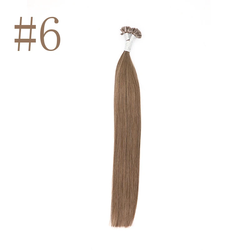 #6 Sindra 1"-24" Fusion keratin u tip волосы для наращивания 1 г/шт. Remy ногтей/u-кончик прямые кератиновые предварительно склеивающиеся человеческие волосы - Цвет: #6