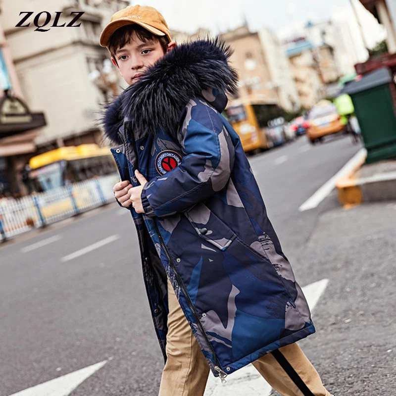 ZQLZ/куртка пуховик на утином пуху теплое зимнее пальто для мальчиков Новинка 2019