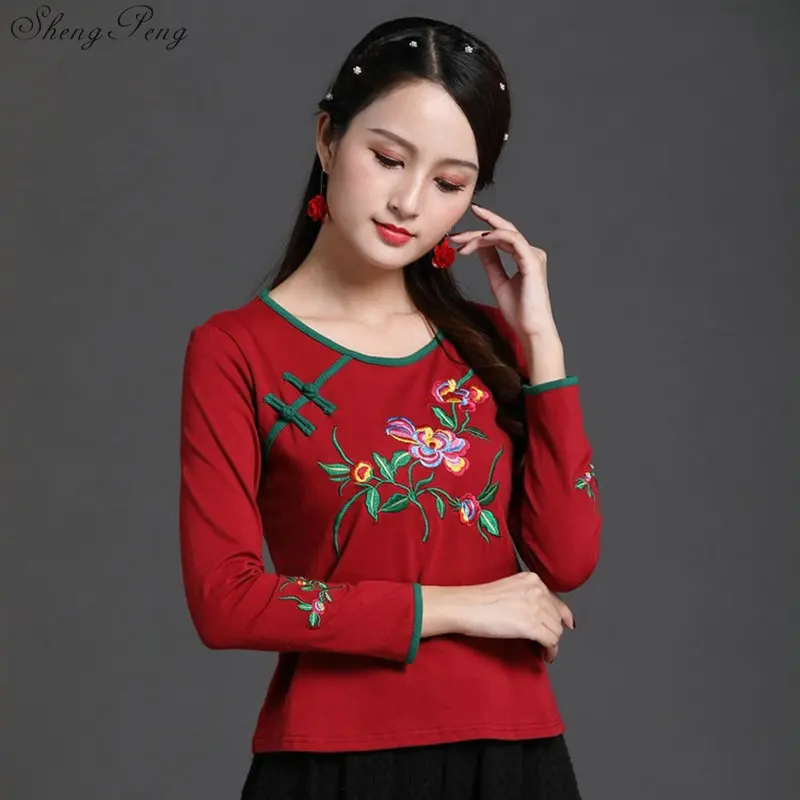 Китайский традиционный топ с цветочным принтом Cheongsam китайская блузка рубашка