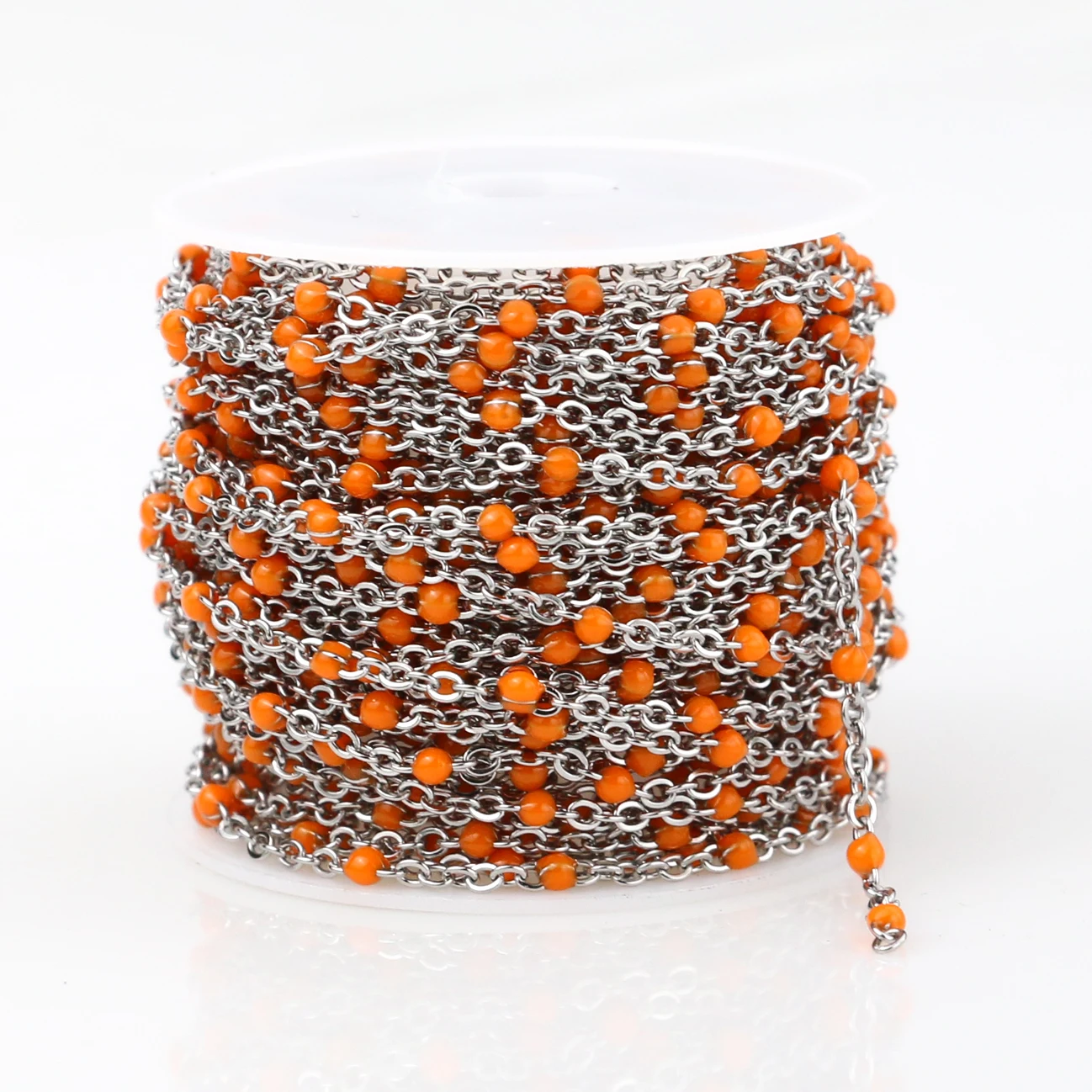 Steel Orange 2 мм ширина нержавеющей стали золото/стальные цепи ювелирные изделия DIY эмаль овальный шар бисерная цепь для женщин ожерелье Браслеты ножной браслет - Цвет: Steel Orange