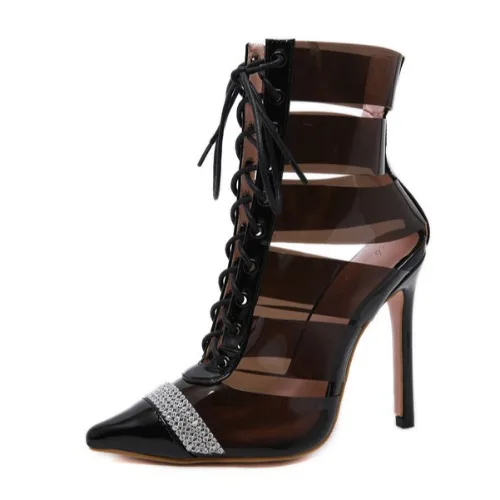 

New glass cut-out drill on pointy cool boots for women in 2019