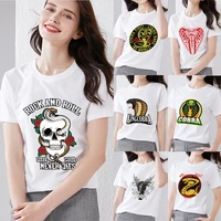 womens street trend t shirt casual slim female clothing funny cobra printed series round neck commuter short sleeve top