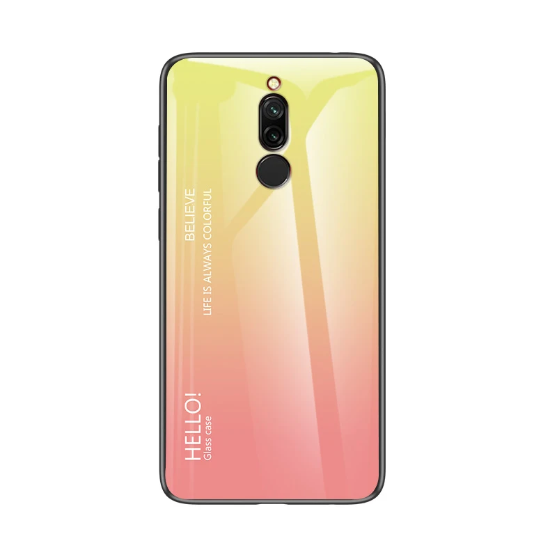 Yellow Для Xiao mi Red mi Note 5 6 Pro 6A 7 Чехол из закаленного стекла с градиентом для Xiaomi mi 8 A2 Lite A1 9 mi 8 mi 6 mi 9 Pocophone F1 чехол - Цвет: Yellow