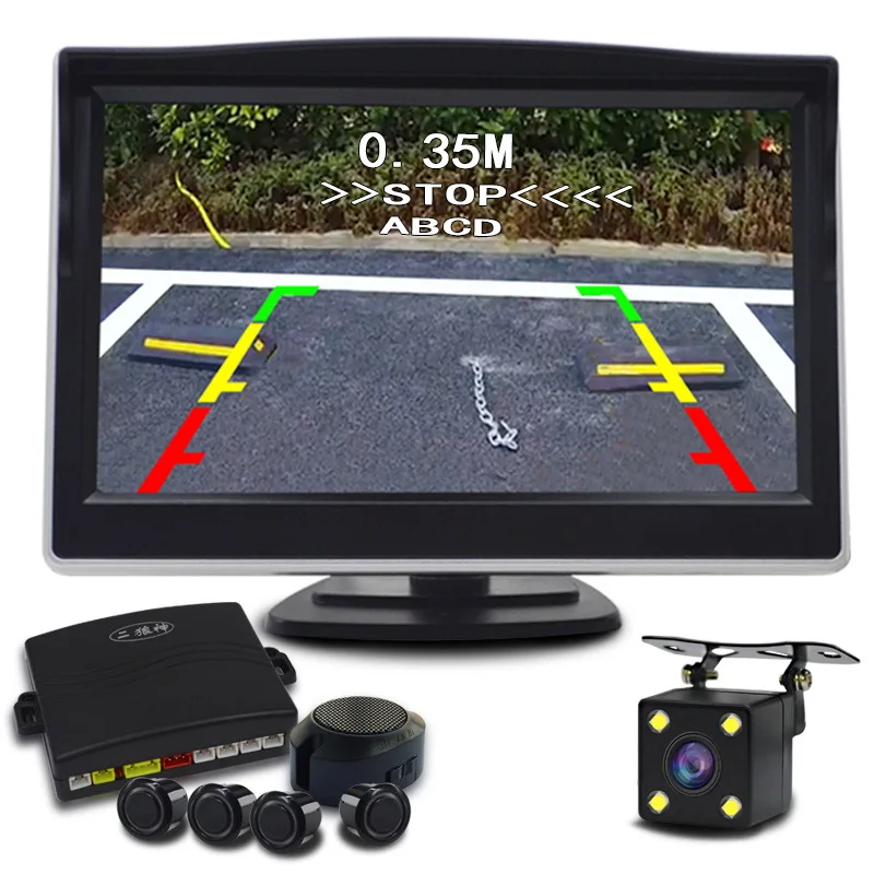 5.0 inch monitor Автомобильный Видео парковочный датчик резервный автомобильный радар заднего хода автомобильный монитор заднего хода дисплей Осыпи помощь и Повышающий сигнал тревоги Показать расстояние - Название цвета: 5.0 inch monitor
