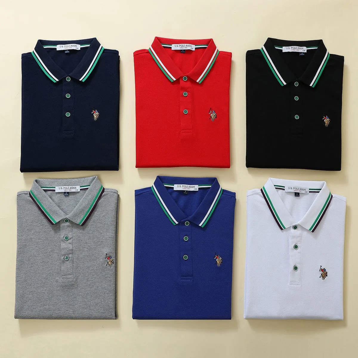 США Поло Assn. Классическая хлопковая рубашка-поло с вышивкой повседневная