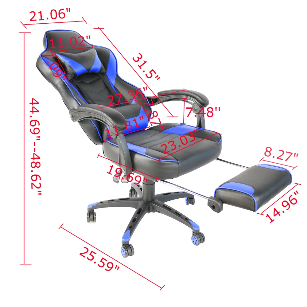 

(US)C-type Foldable Nylon Foot Racing Chair With Footrest Playing Games Chair Comfortable Recliner Lunch Break Chair PC Chair