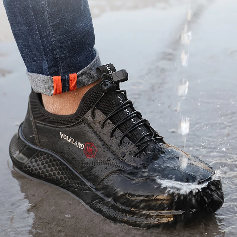 Черные защитные ботинки Для мужчин Сталь носок сочетается со всем Рабочая обувь