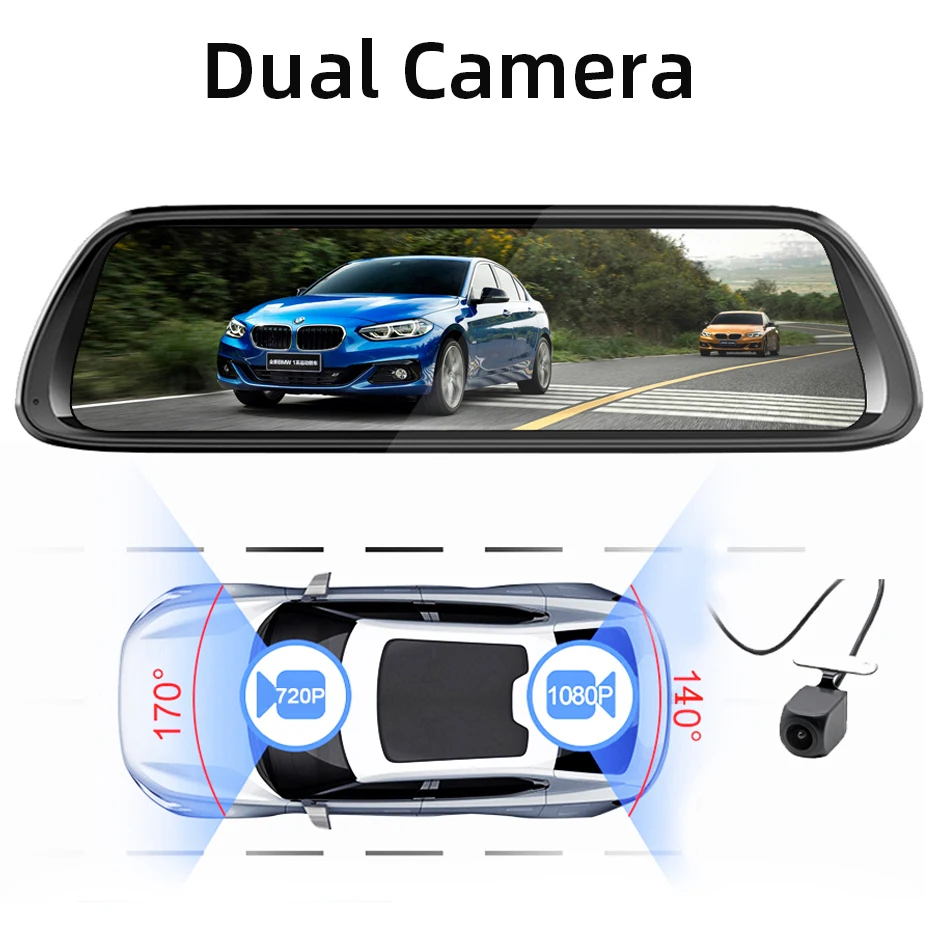 Bluavido 4G Android 8,1 Dash камера 10 дюймов зеркало заднего вида GPS навигация FHD 1080P Автомобильный видеорегистратор видео регистратор WiFi рекордер