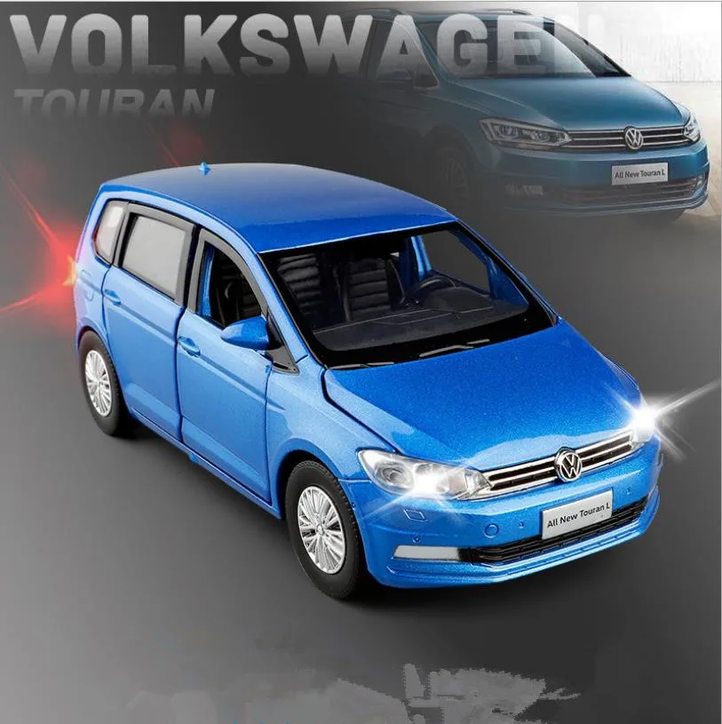 

Hot sale 1:32 Touran L car model,alloy pull back,music lighting car toy,6 door,free shipping